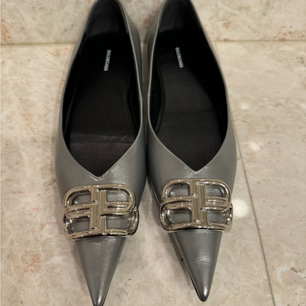 Metallic Balenciaga flats